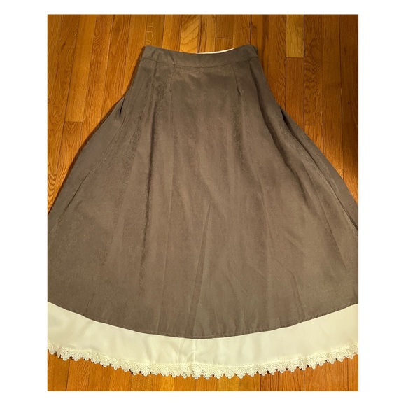 BROWN SAGE FAUX SUEDE SKIRT - Picture 2 of 10